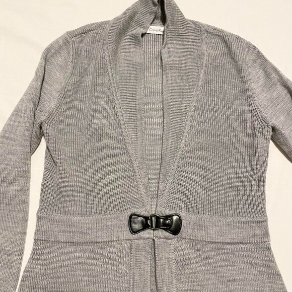Calvin Klein Cardigan Long Sleeve Wool Blend Sweater Womens Small - Picture 2 of 16